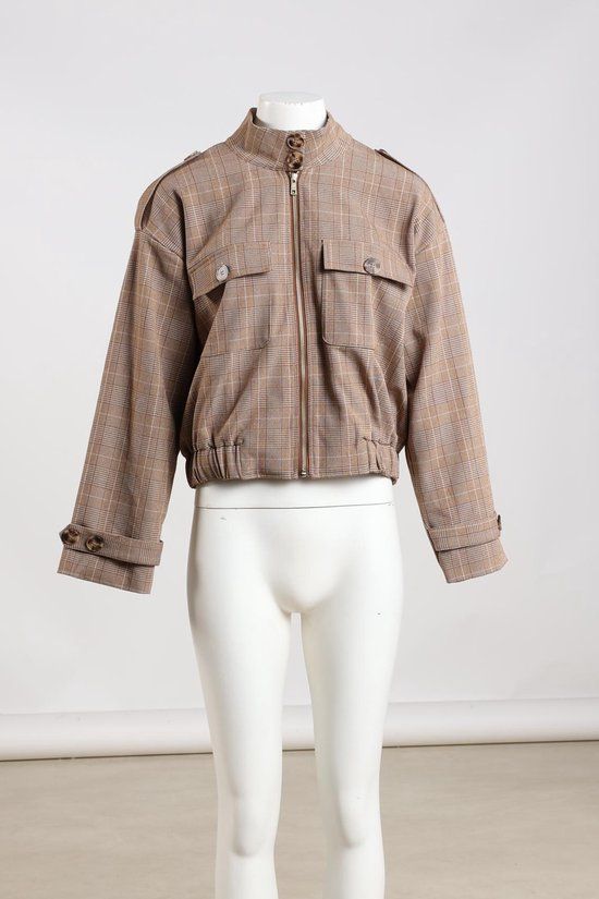 Nukus Hope Jacket Check Bruin Geruit Katoen/Elastaan Vrouwen S