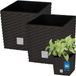 KOTARBAU® Jardinière carrée avec pot intérieur - Jardinière carrée 17x17 cm 2 Pièces - Pot de fleurs 4 L - Jardinière - Plastique - Aspect rotin - Umbra