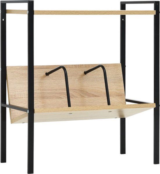 vidaXL Boekenkast 2 schappen 52x28x59 cm bewerkt hout zwart en eiken
