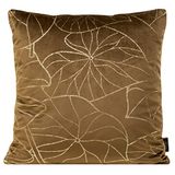 Elegante fluwelen kussenslopen, sierkussen met opdruk, 45 x 45 cm, overtrek van fluweel, zacht bankkussen patroon design goud zilver libelle bijen Hummel lotus bladeren