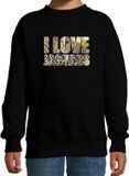 Bellatio Decorations Shoppartners Bv Tekst sweater I love jaguars met dieren foto van een jaguar zwart voor kinderen - cadeau trui jachtluipaarden liefhebber - kinderkleding / kleding 170/176