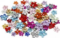 Merkloos Knutsel strass bloem vorm steentjes - 252x stuks - multi kleuren mix - 6-12 mm - diamantjes - zelf opplakken