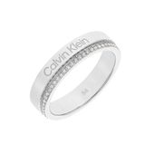 Calvin Klein Minimal lineaire collectie damesring in roestvrij staal versierd met kristallen - 35000200B