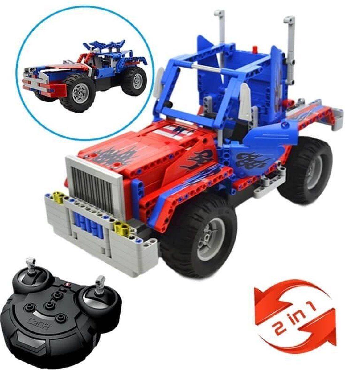 Cadabricks bestuurbare RC Vrachtwagen - Blauw (2in1) - 8719979108120