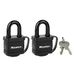 Master Lock 7804EURT Set van 2 gelamineerde hangsloten met sleutel en thermoplastische bekleding, Zwart, 7,8 x 4 x 2,9 cm