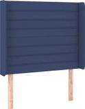 vidaXL Hoofdbord met randen 103x16x118/128 cm stof blauw