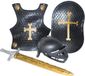 Funny Fashion Ridder verkleed accessoires set - 4-delig - zwart - ridder helm en harnas - kunststof