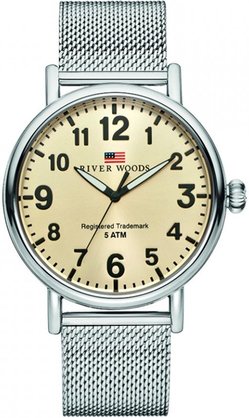 River Woods RW420018 Sacramento horloge Heren - Zilverkleurig - RVS 42 mm