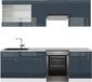 Vicco Fame-Line Unité de cuisine complète – 240 cm, marbre bleu foncé laqué brillant/blanc