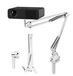 Support de projecteur pliable pour table, rotatif à 360°, avec filetage 1/4", pince en C, blanc