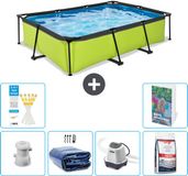 EXIT Toys EXIT Rechthoekig Lime Frame Zwembad - 300 x 200 x 65 cm - Inclusief Pomp - Solarzeil - Zoutwatersysteem - Zwembadzout - 7-delig
