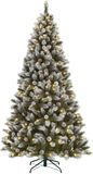 Black Box Trees Pittsfield Kunstkerstboom met 260 LED Lampjes - Kerstboom met Verlichting en Dennenappels - Kerstversiering voor Binnen - Scharnierconstructie - 230x122 cm - Groen