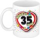 Bellatio Decorations Mok 35 jaar - Hartje Verkeersbord - Wit Keramiek - 300 ml