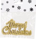 Cosy @ Home Billiet - Vanlaere 6x stuks Merry Christmas kersthangers goud van kunststof 10 cm