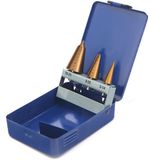 Merkloos / Sans marque HBM 3-delige Conische Trapboorset met Tin Coating voor Dun Plaatmateriaal en Hout