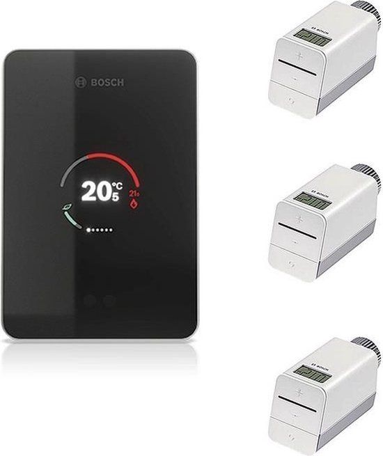 Bosch EasyControl Set CT 200 Zwart + 3x Slimme Radiatorthermostaten - Zwart