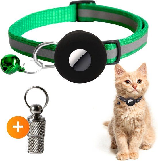 Ace Pets - Airtag Kattenhalsband - Reflecterend - Groen - Apple Airtag