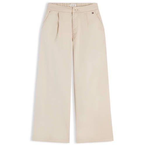 Tommy Hilfiger wide leg casual broek met plooien - beige