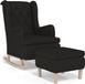 vidaXL Fauteuil met schommelpoten en voetenbank stof zwart