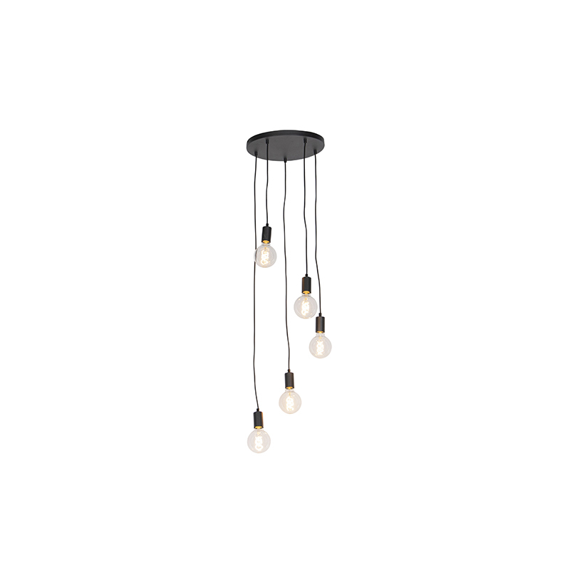 QAZQA facil - Hanglamp - 5 lichts - Ã˜ 35 cm - Zwart