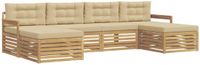 vidaXL Buiten bankenset 6-delig Wit en Beige Massief Acacia Hout