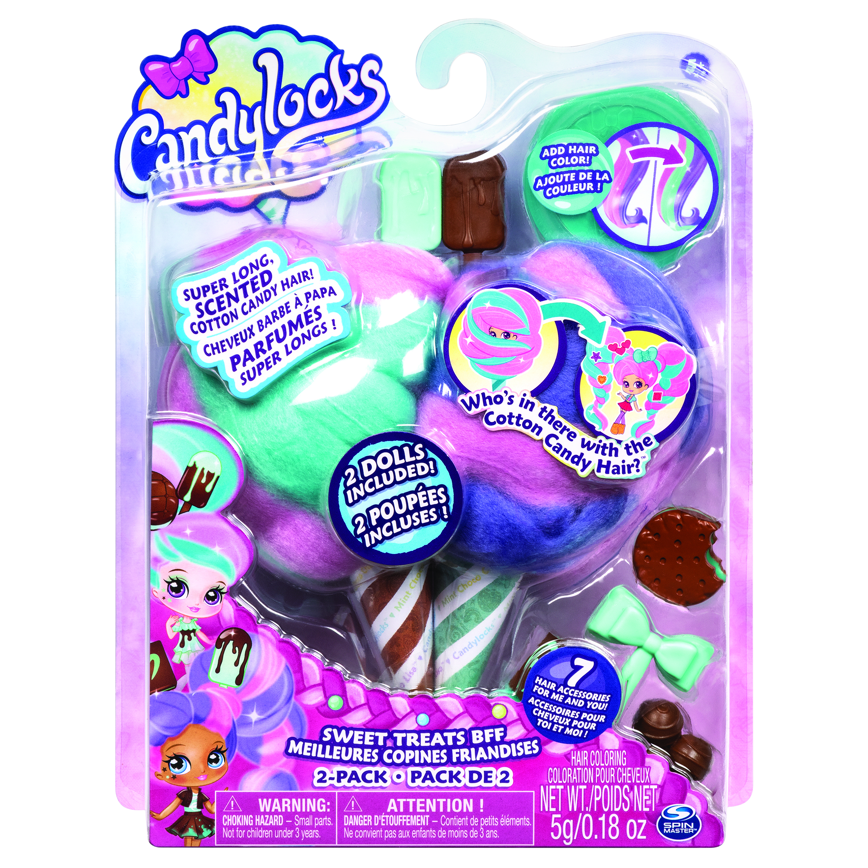 Spin Master Candylocks, 2-delig BFF-pakket, Jilly Jelly en Donna Nut, geurende verzamelpoppen met accessoires