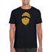 Bellatio Decorations Kerst T-shirt voor heren - Kerstman hoofd - zwart - glitter goud - Kerstkleding L