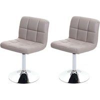 Kavala Set van 2 eetkamerstoelen Bureaustoel Stoel kunstleer chroom ~ taupe-grijs