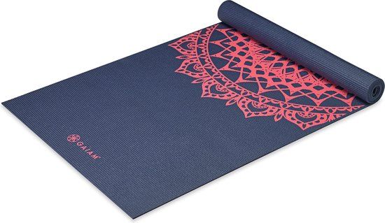 Gaiam Navy Fleur Marrakesh Yoga Mat - 4mm - Blue