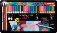STABILO ARTY Creative Set - Set Pen 68 Brush & Pen 68 & Point 88 - Metalen Arty Etui Met 30 Stuks