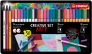 STABILO ARTY Creative Set - Set Pen 68 Brush & Pen 68 & Point 88 - Metalen Arty Etui Met 30 Stuks