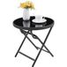 Yaheetech Table pliante ronde Ø 46 cm – verre noir et métal, résistante aux intempéries
