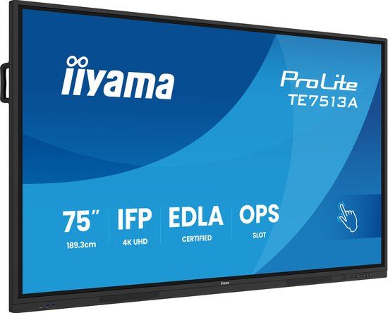 iiyama TE7513A-B1AG Interactief Flatscreen 75 inch 4K Ultra HD Zwart
