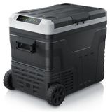 Brandson glacière-compresseur, 46 litres, avec 2 zones, compartiment congélateur jusqu'à -20 °C, chariot avec roues et poignée rétractable, mode ECO, écran LED, indicateur de batterie, convient pour 12 V, 24 V et 230 V, blanc