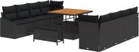 vidaXL Tuinbank Set 11-delig Zwart Polywood