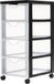 IRIS Easygrip Chest ladekast - 4 lades x 11,25L - Kunststof - Zwart/Transparant - Met wieltjes