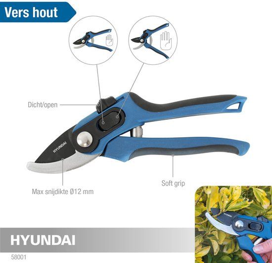 HYUNDAI Snoeischaar Bypass 20cm - Teflon Coating - Ergonomisch - 12mm - 200g