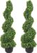 VEVOR 2 Stuks Kunstbuxus Toren Vormsnoei Spiraal Kunstplant 91cm Hoge Decoratieve Plant Groene Plastic Plant Gemaakt Van PE Ijzer Vormsnoei Planten Inclusief 10 Stuks Vervangende Bladeren