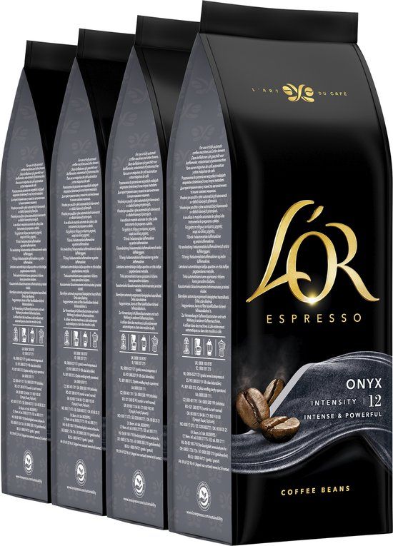 L'OR Espresso Onyx Koffiebonen - Intensiteit 12 - 4 x 500g
