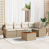 vidaXL Banc de jardin 6 pièces Beige Poly rotin