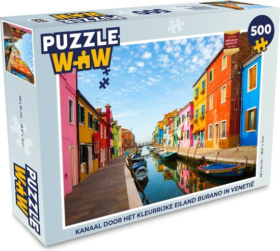 MuchoWow Puzzel Kanaal door het kleurrijke eiland Burano in Venetië - Legpuzzel - Puzzel 500 stukjes