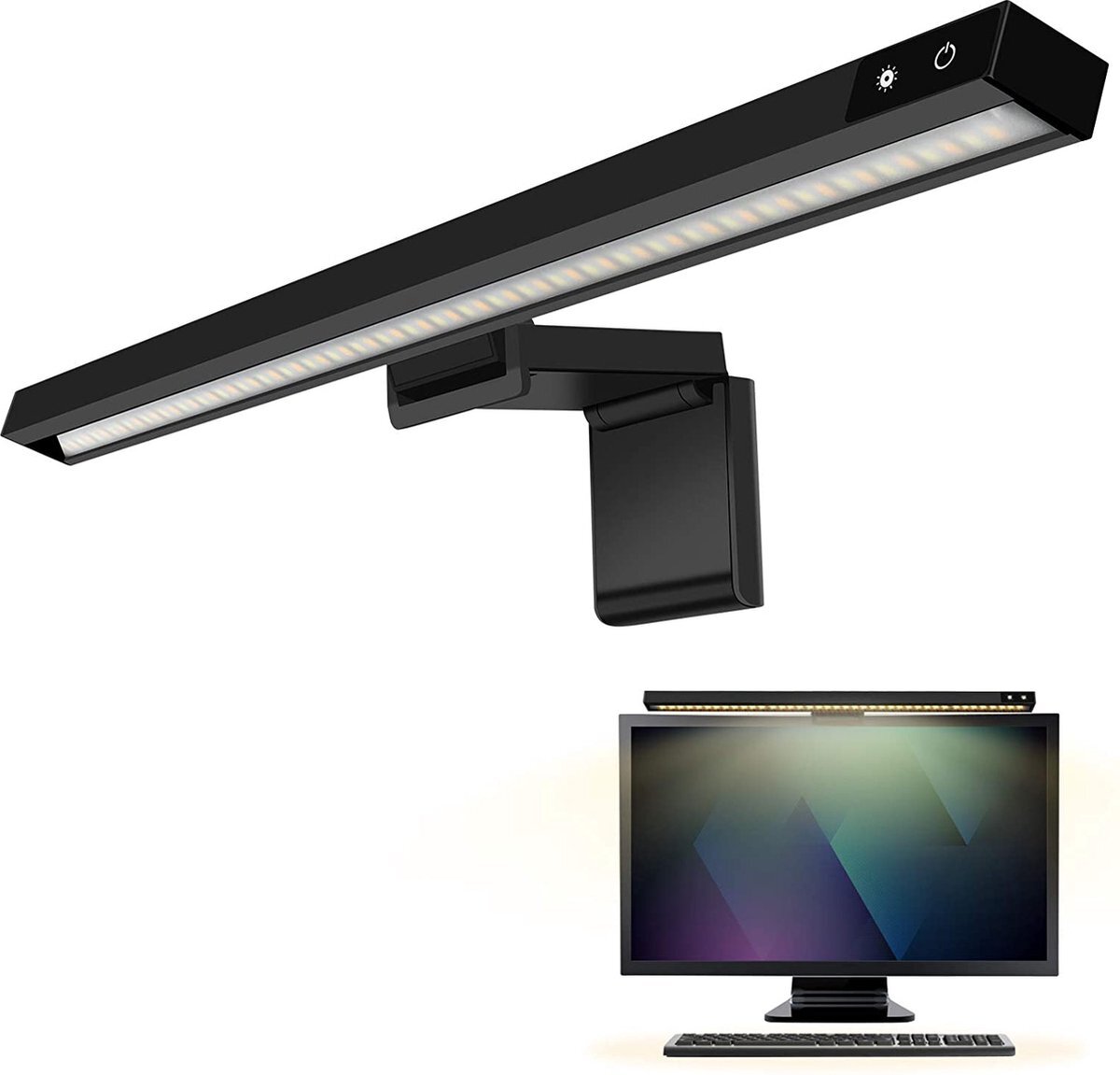 TULITE TULITE LED Monitor lamp - Screenbar - Bureau lamp met klem - Dimbaar - USB - Thuiswerken - Zwart