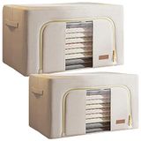 Set van 2 maxi-opbergdozen voor kleding, 66 + 100 l, opvouwbaar, van textielmateriaal
