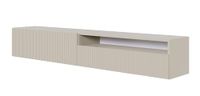 Selsey Zwevend TV Meubel 175 cm Taupe Grijs met Open Vak, TV Kast voor aan de muur met Klepdeuren en Push-to-Open, Moderne Televisiekast Woonkamer met Gefreesde Fronten