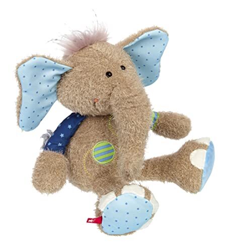 Sigikid 42962, Patchwork Sweety knuffeldier, olifant/blauw-grijs