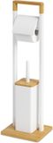 Merkloos Relaxdays Toiletrolhouder staand - met toiletborstel en houder - wit