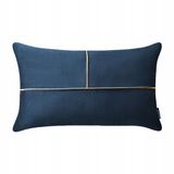 Room99 Decoratieve Kussenhoes Fluweel 30x50cm - Navy Blauw met Gouden Accent