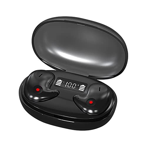 Ohfruit Draadloze Oordopjes - Bluetooths 5.2 Niet In-ear Slaap Draadloze Oortelefoon - LED Power Display Scherm, Vingerafdruk Touch IPX5 Ruisonderdrukking Stereo Hoofdtelefoon Zwart
