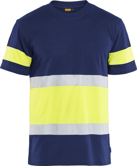 Blåkläder Blaklader T-shirt High Vis 3387-1030 - Marine/High Vis Geel - S