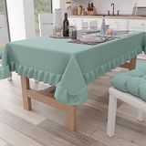 PETTI Artigiani Italiani - Tafelkleed met ruches, rechthoekig keukentafelkleed met volant, effen katoenen tafelkleed, X12-zits (140 x 240 cm) Aqua